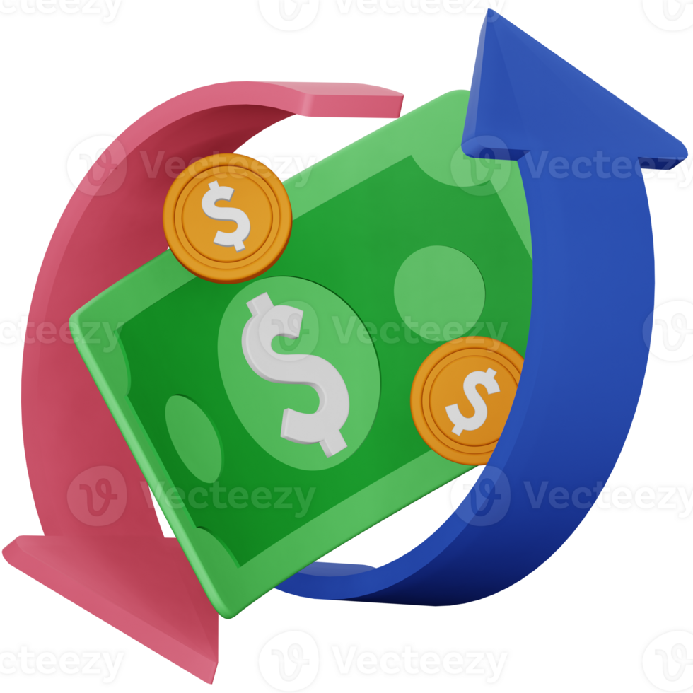 Cash flow 3d rendering isometric icon. png