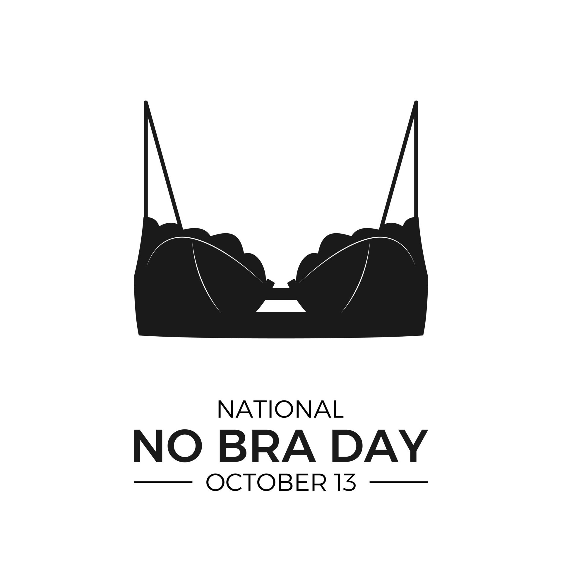 National No Bra Day. Vector web banner, poster, cover. Black demi bra