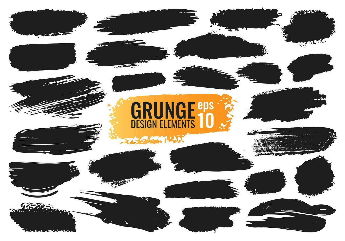 Big set of grunge brush strokes. isolated ink splash banners set for any use. Collection of various design elements. Vector illustration. Eps 10.