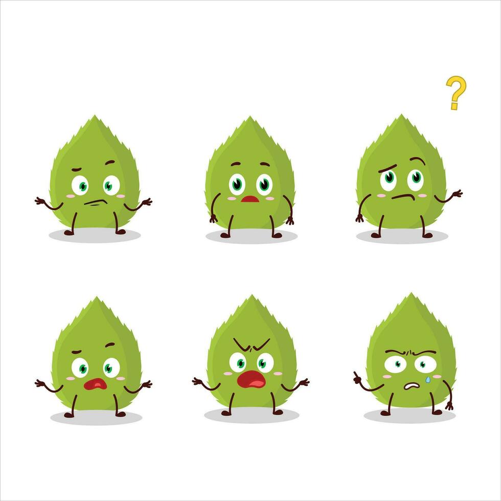Cartoon character of basil leaves with what expression vector