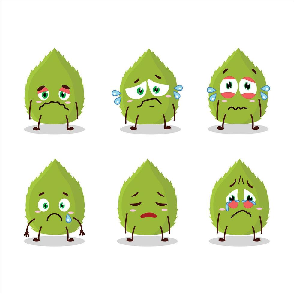 albahaca hojas dibujos animados personaje con triste expresión vector