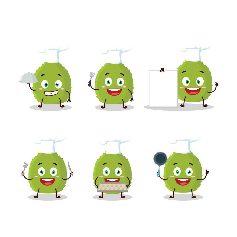 Cartoon character of basil leaves with various chef emoticons vector