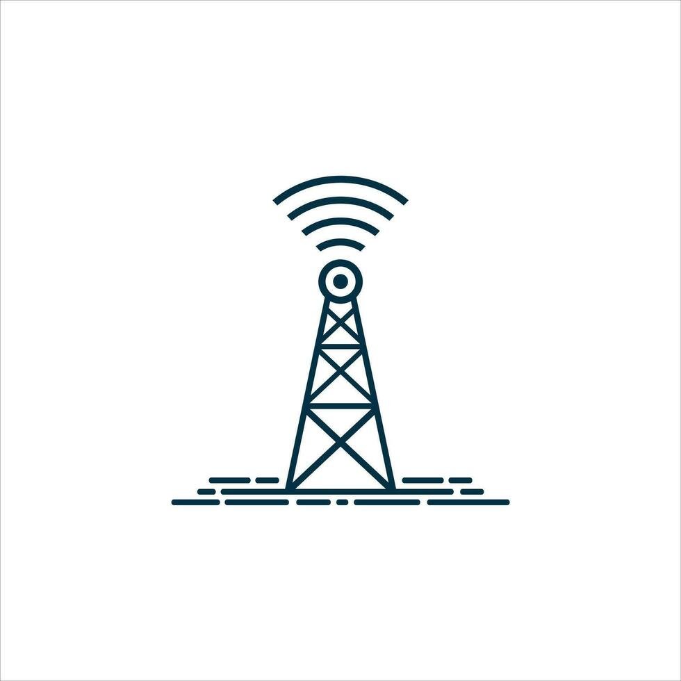 Tower signal icon template. Radio antenna. Broadcasting tower. Transmitter Signal symbol vector sign