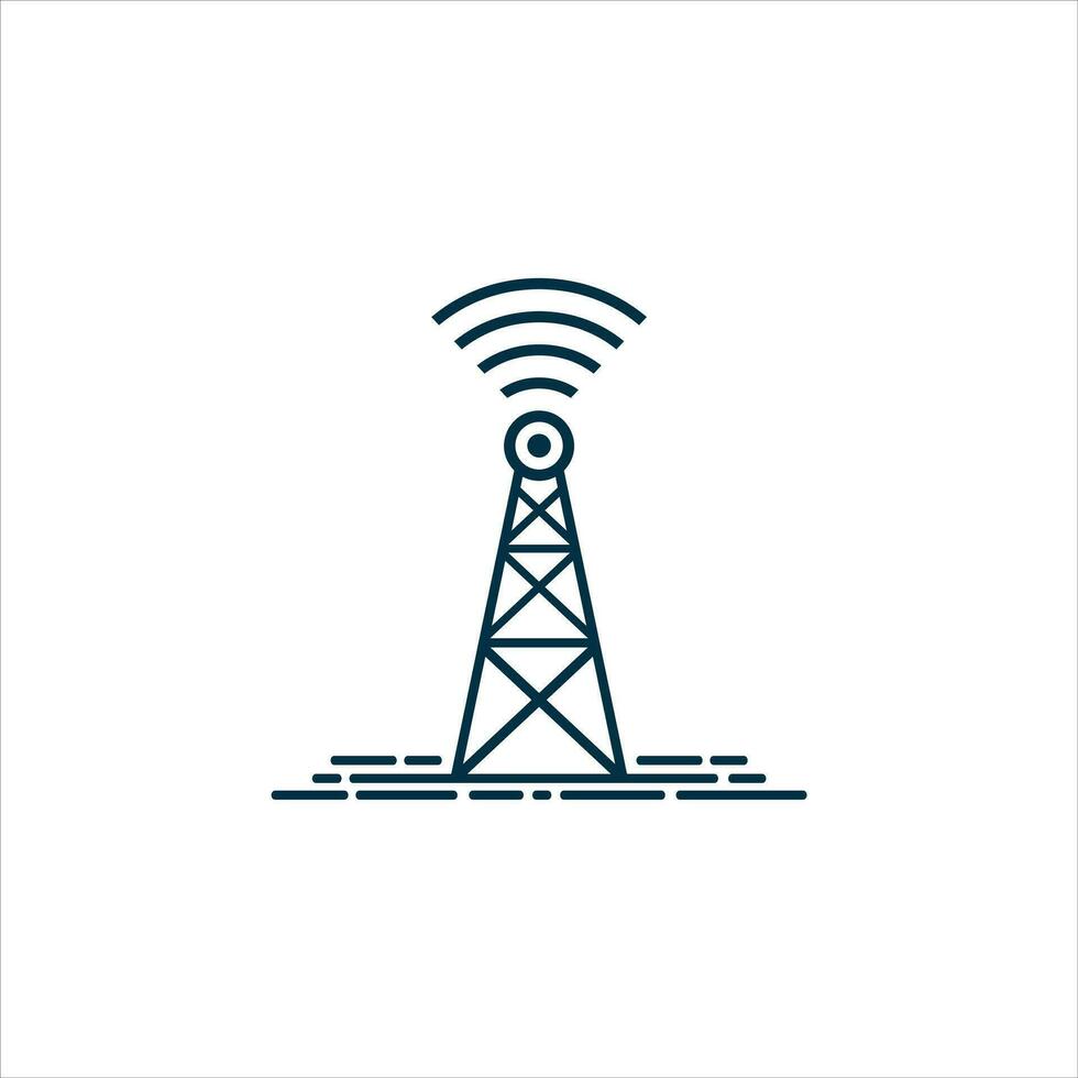 Tower signal icon template. Radio antenna. Broadcasting tower. Transmitter Signal symbol vector sign