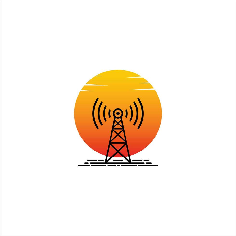 Tower signal icon template color editable. Radio antenna. Broadcasting tower. vector