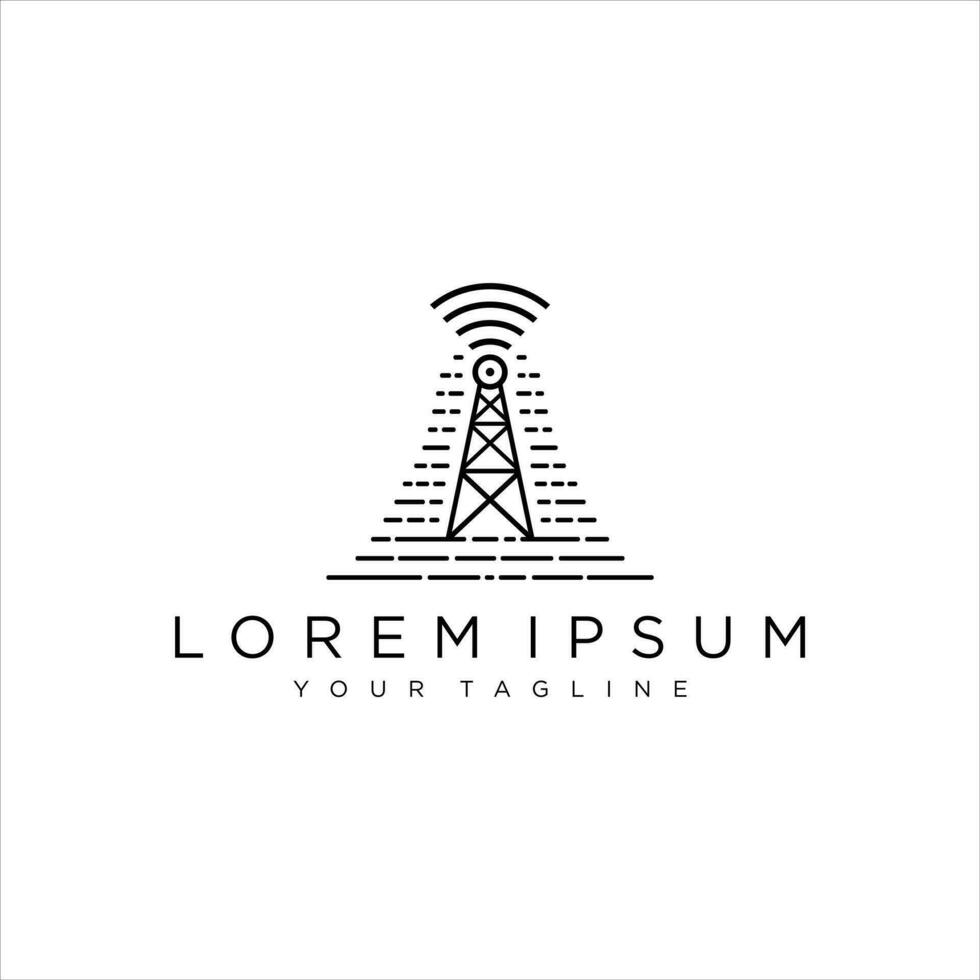 Tower signal icon template. Radio antenna. Broadcasting tower. Transmitter Signal symbol vector sign