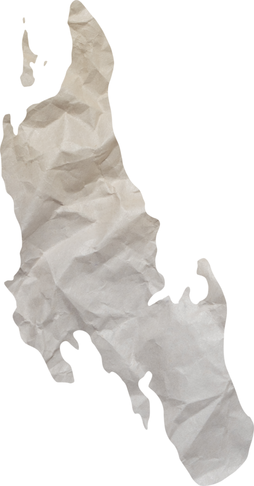 zanzibar island map paper texture cut out on transparent background. png