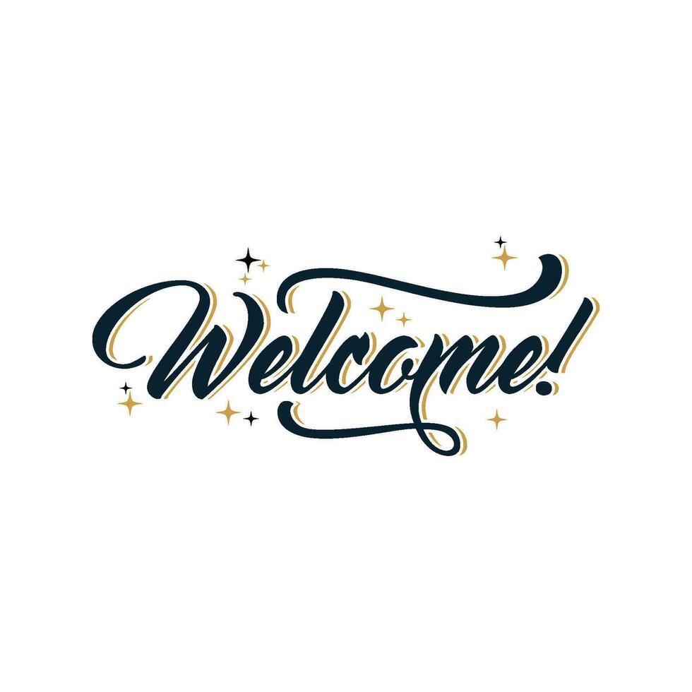 Welcome handwriting, illustration of a modern calligraphy style vector