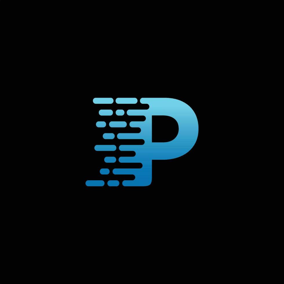 abstract vector illustration motion fast speed initial letter p icon logo template element modern design
