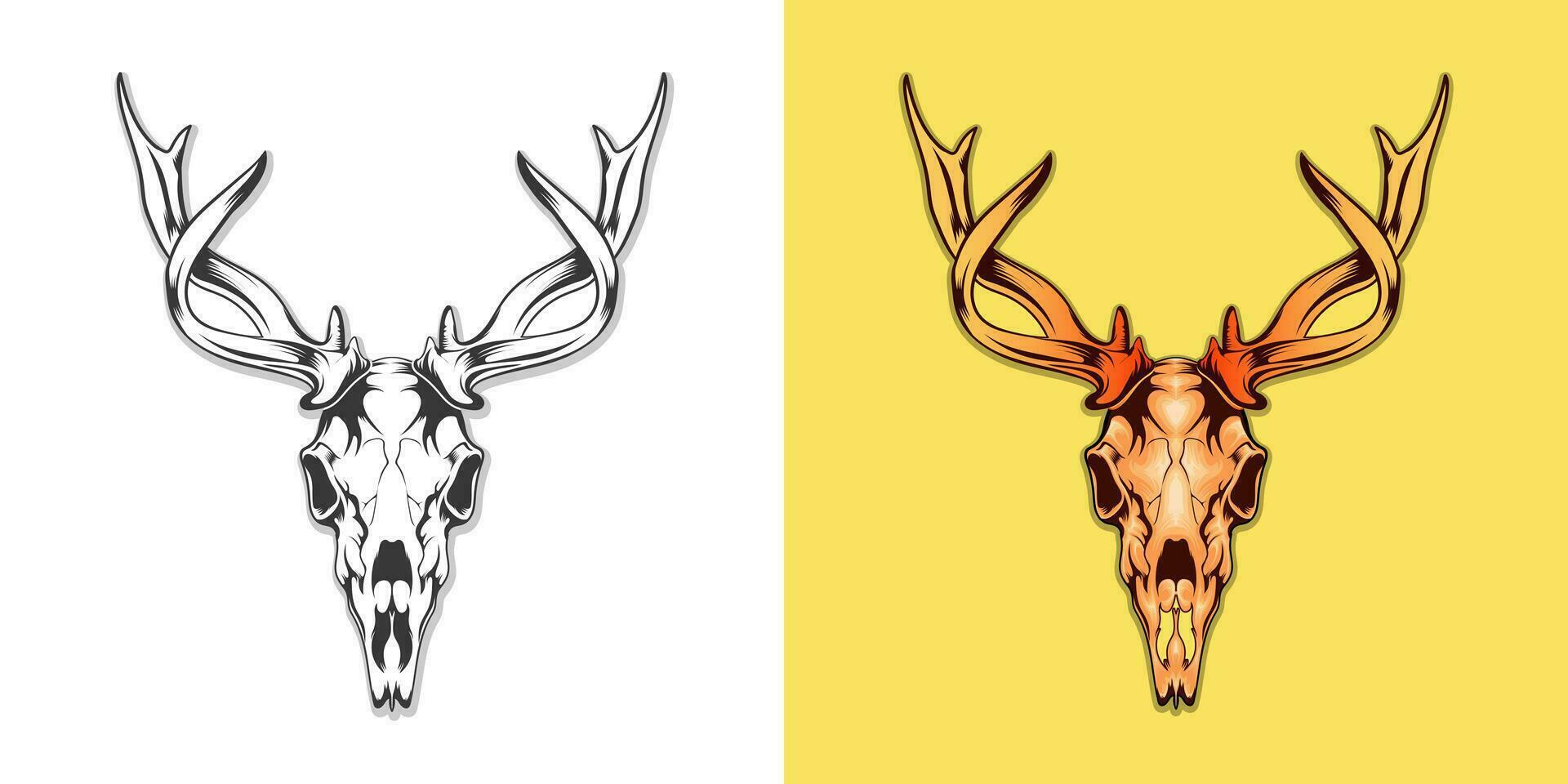 Hunting Deer head skull vector design illustration bundle