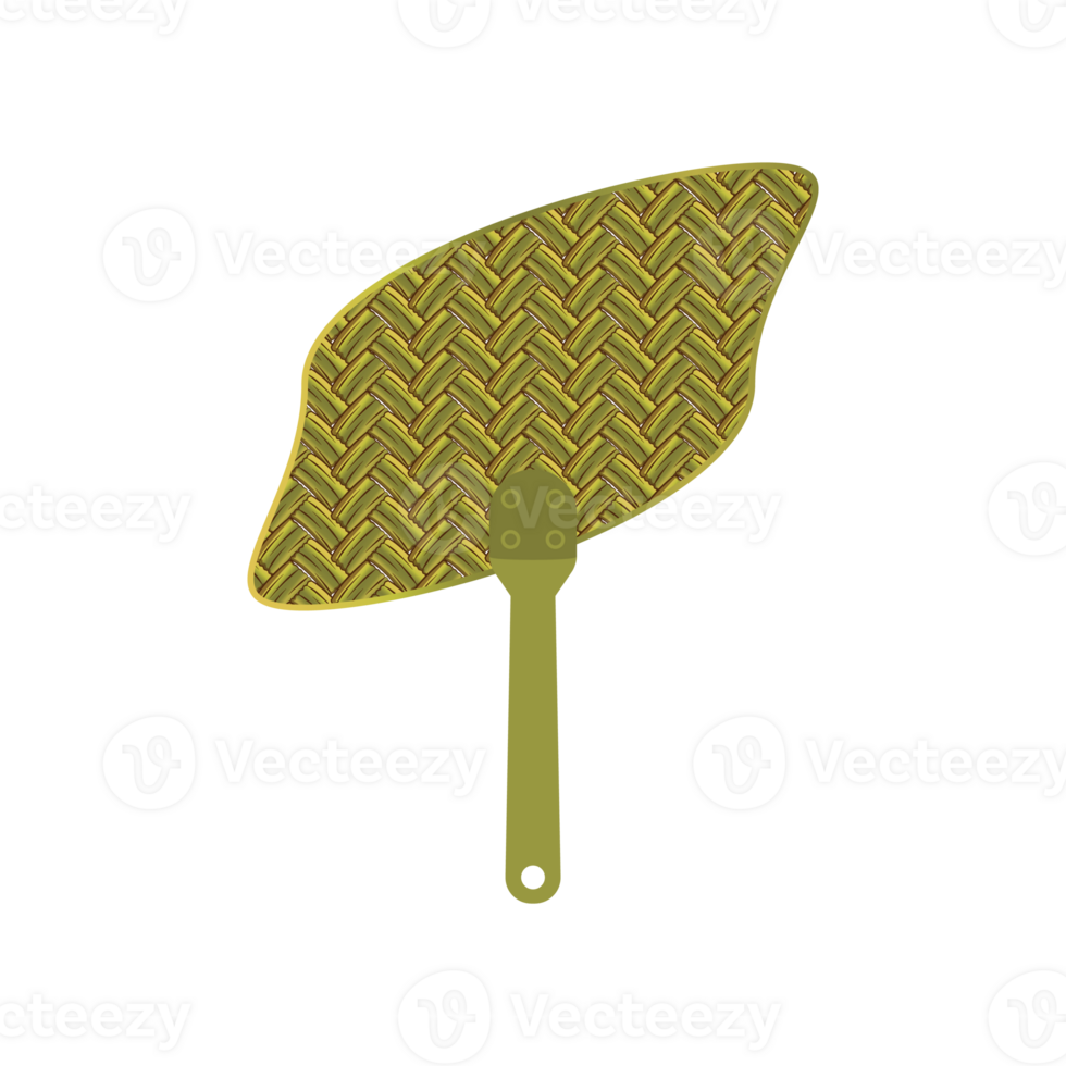 Aesthetic woven bamboo manual handle hand fan png