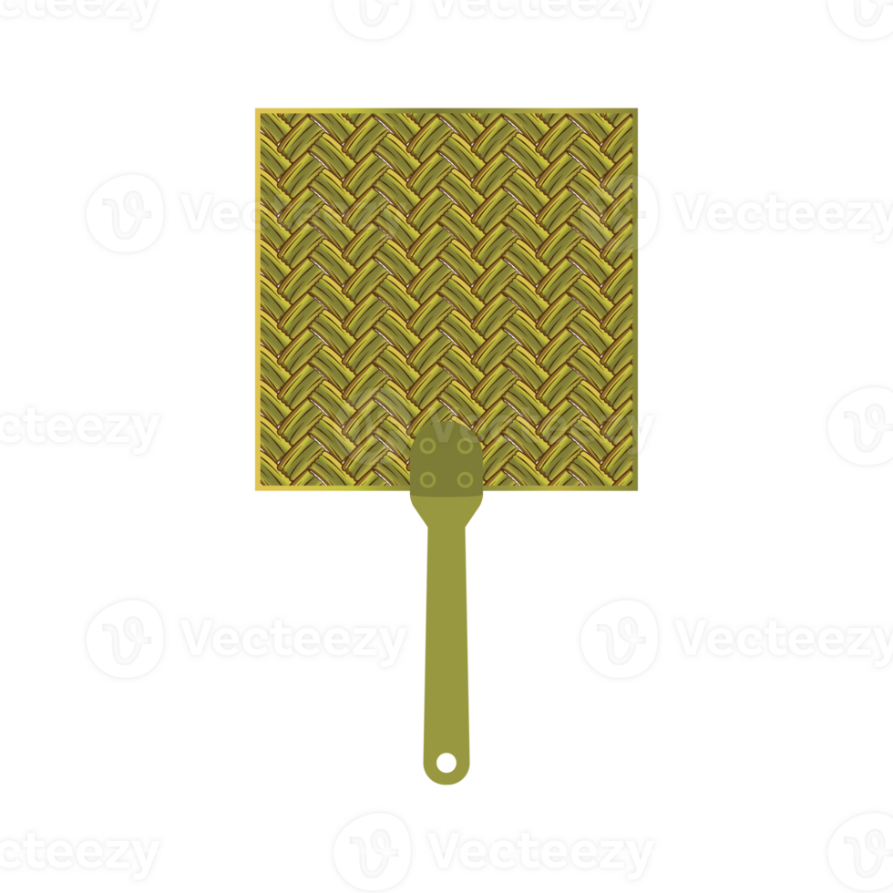 Aesthetic woven bamboo manual handle hand fan png