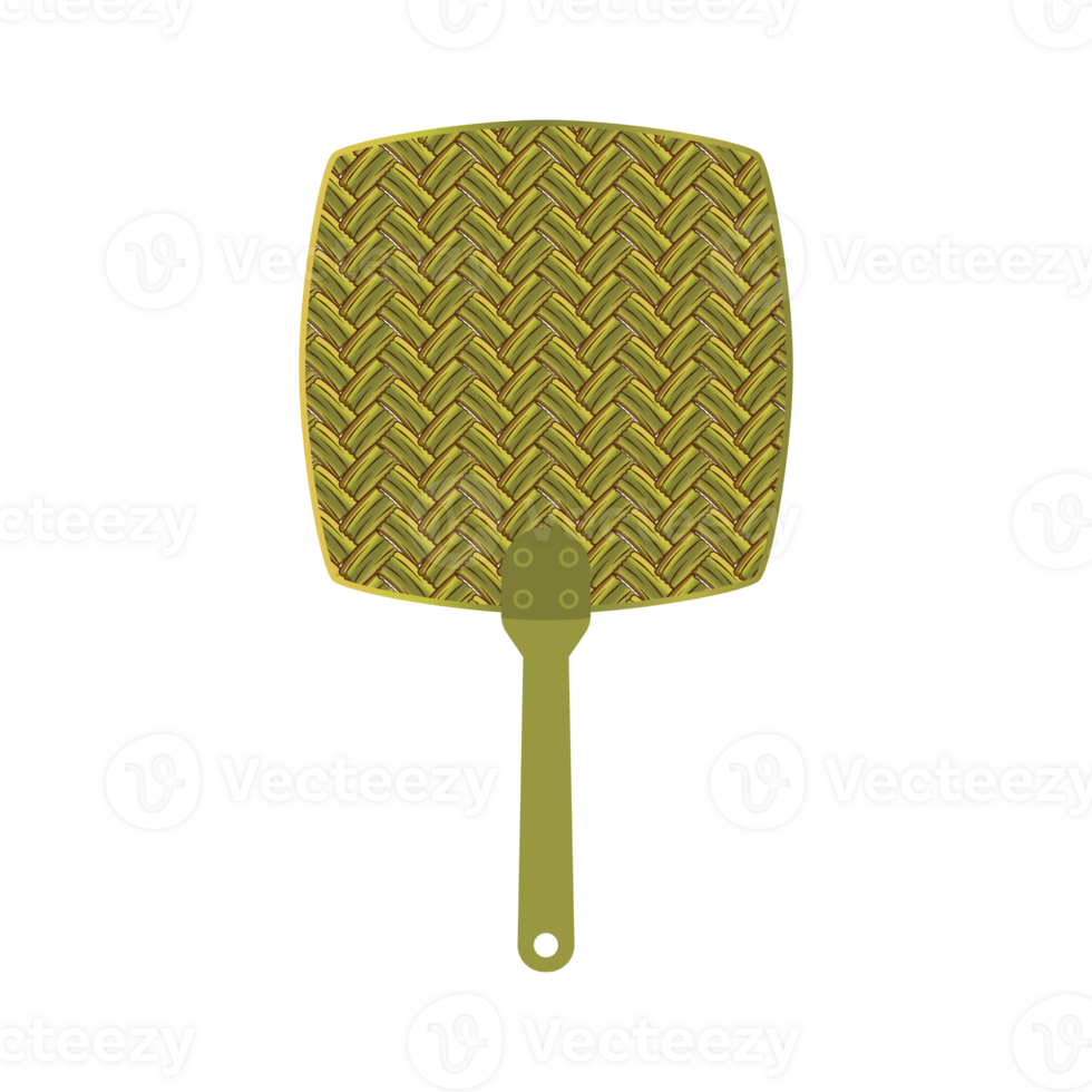 Aesthetic woven bamboo manual handle hand fan png