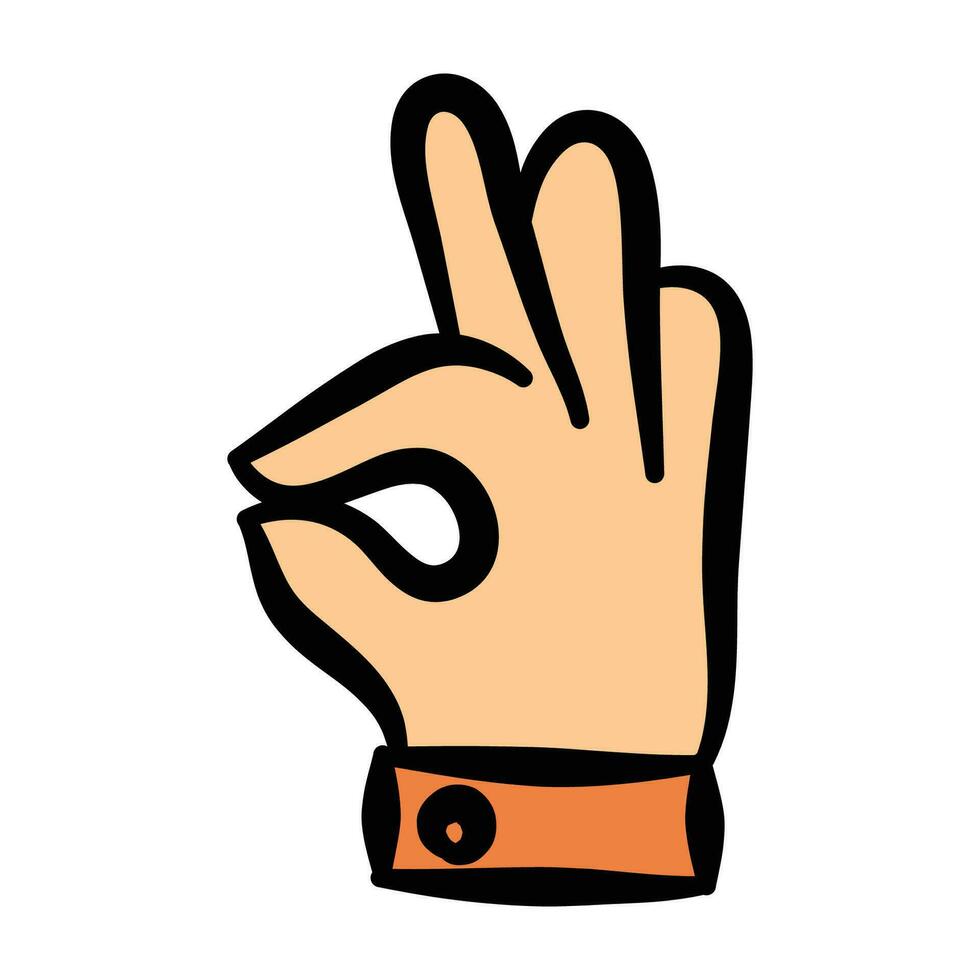 hand drawn illustration of hand gesture or sign emoticon, body language vector