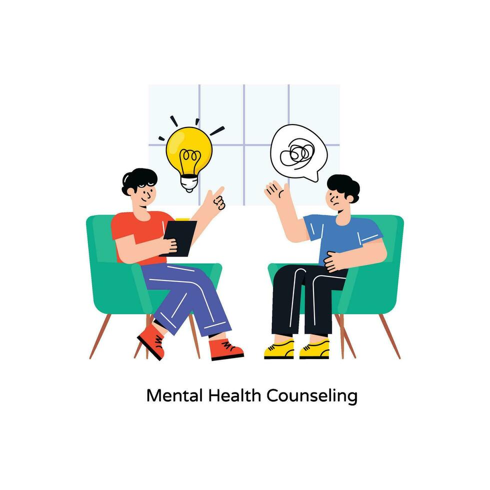 Mental Health Counseling Flat Style Design Vector illustration. Stock illustration