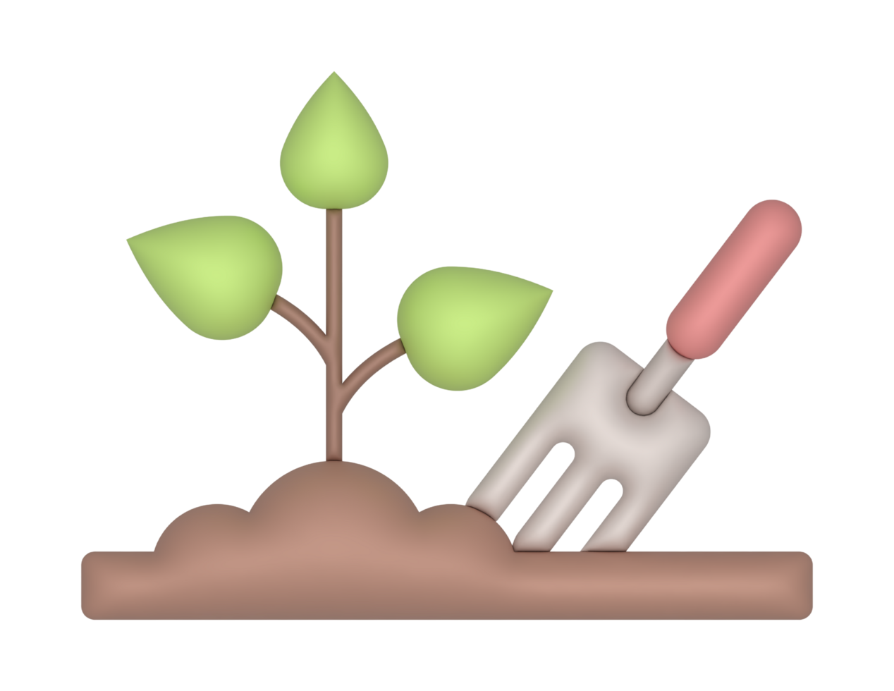 3d Gardening Or Farming Rake And Plant png