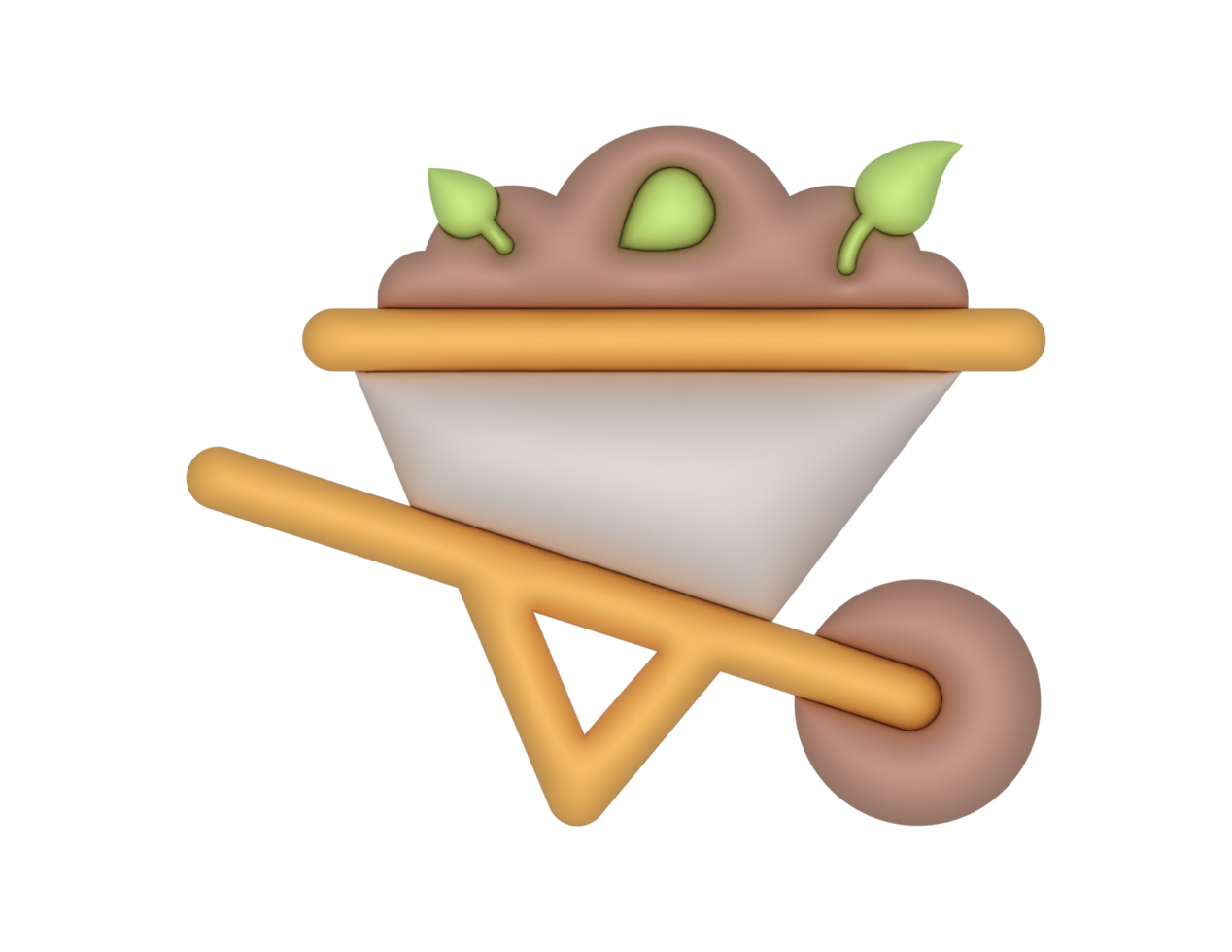 3d Gardening Wheelbarrow And Soil png