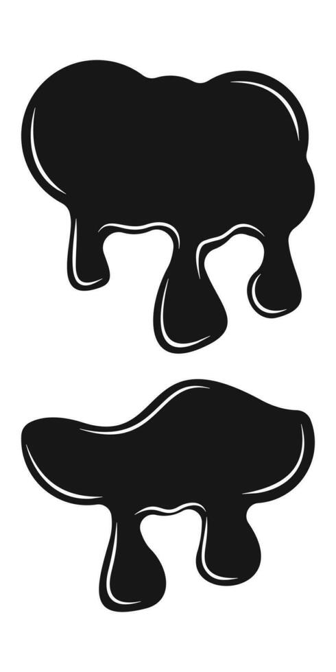 black and white vector illustration of two black liquid drops