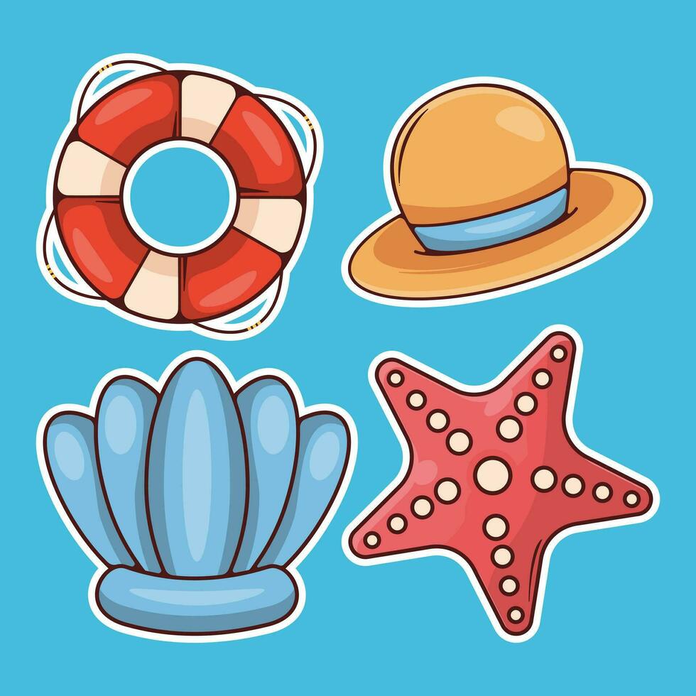 Set of Element Summer sticker icons hand drawn vector