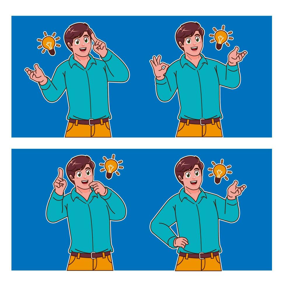 Man thinking with light bulb vector