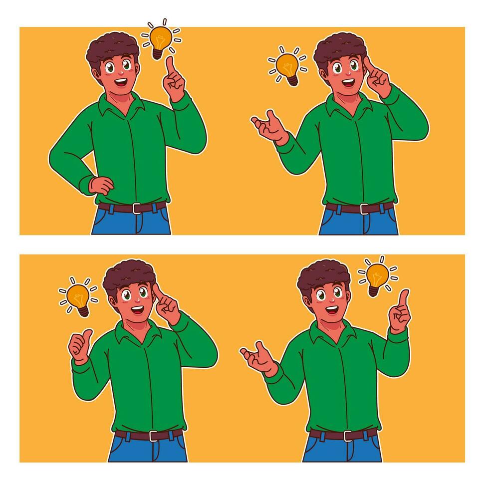 Man thinking with light bulb vector