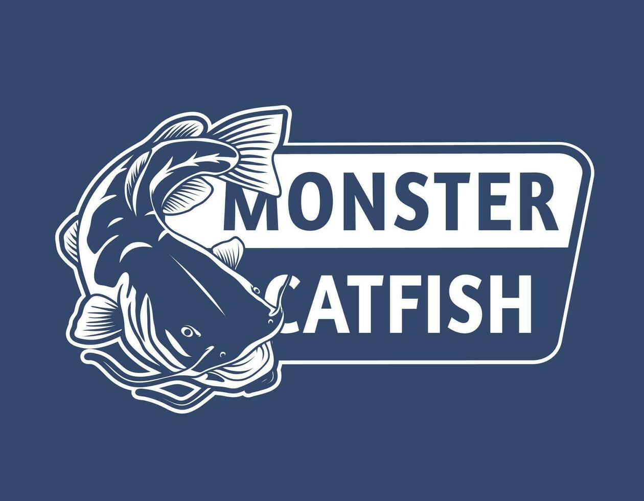 catfish fishing badge design template vector