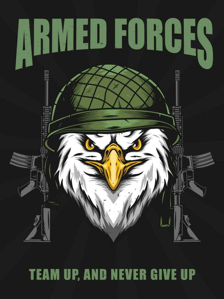 armed force with eagle head poster vector