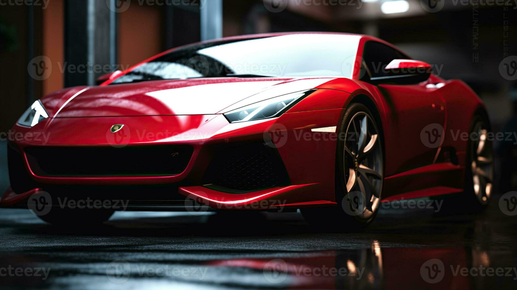 Luxury red sport car. Generative AI photo