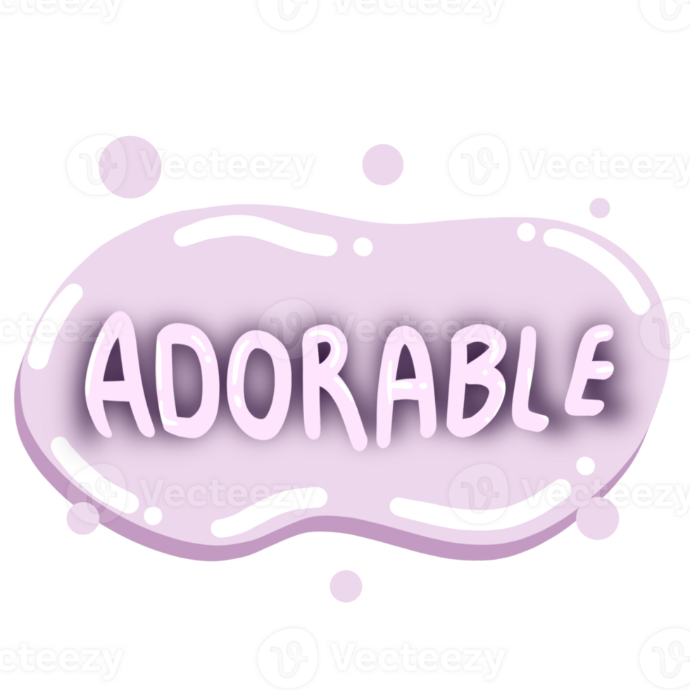 Adorable, text lettering stickers png