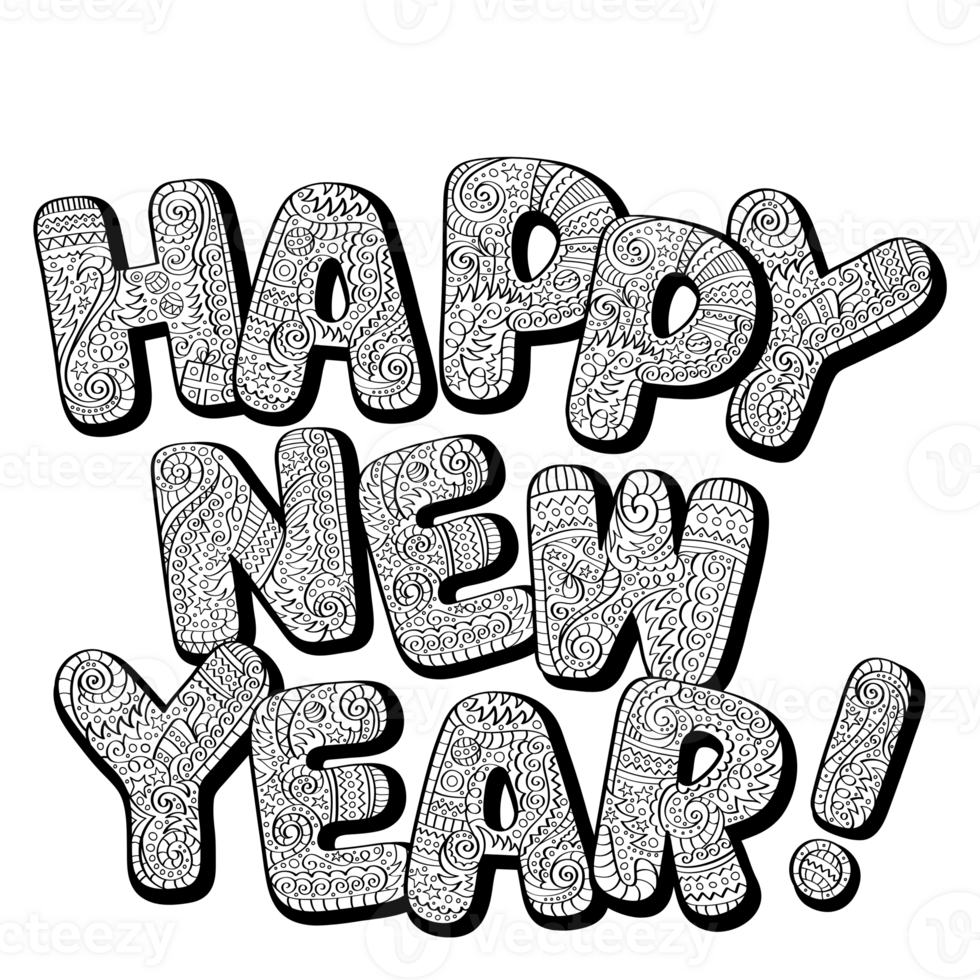 Happy New Year Lettering png