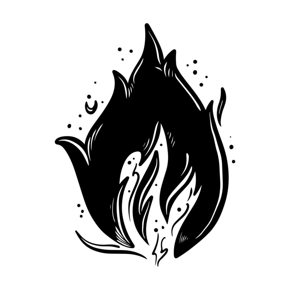 Fire vector, flame icon. Black icon isolated on white background. vector