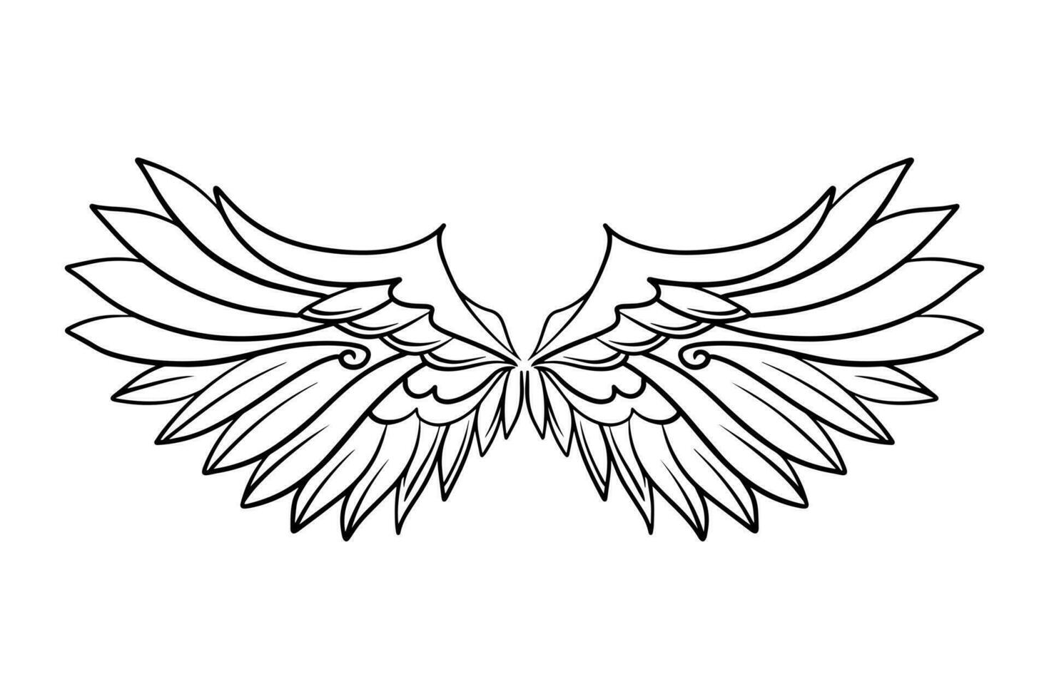 Sketch angel wings. Angel feather wing. Vector illustration.