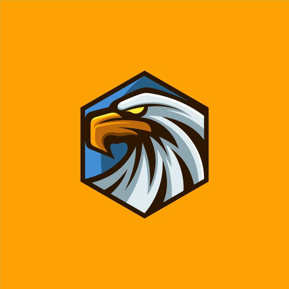 simple eagle head logo with shield vector