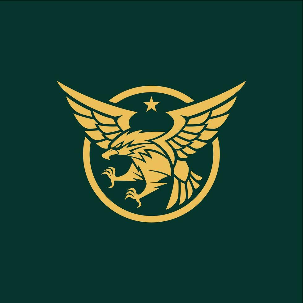 flying eagle logo with star vector