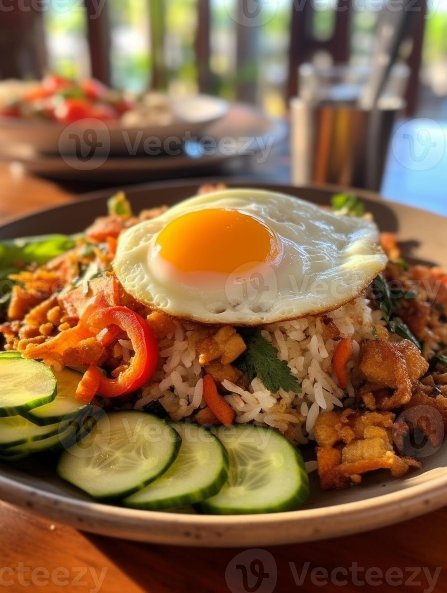 AI Generative Som tum Papaya salad with pork crackling eggs vegetable