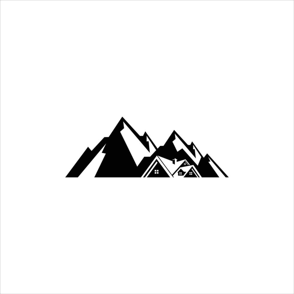 Real estate house mountain logo template vector