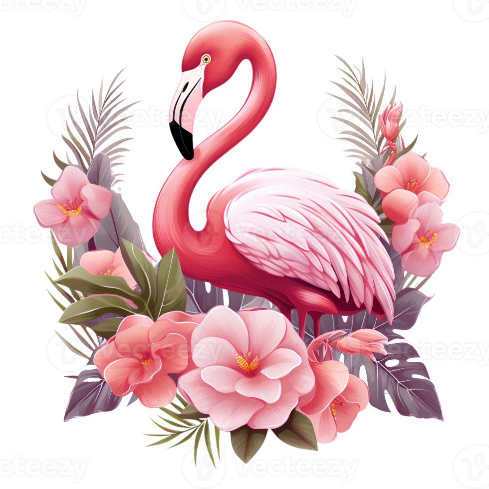 cartoon flamingo ai generative png