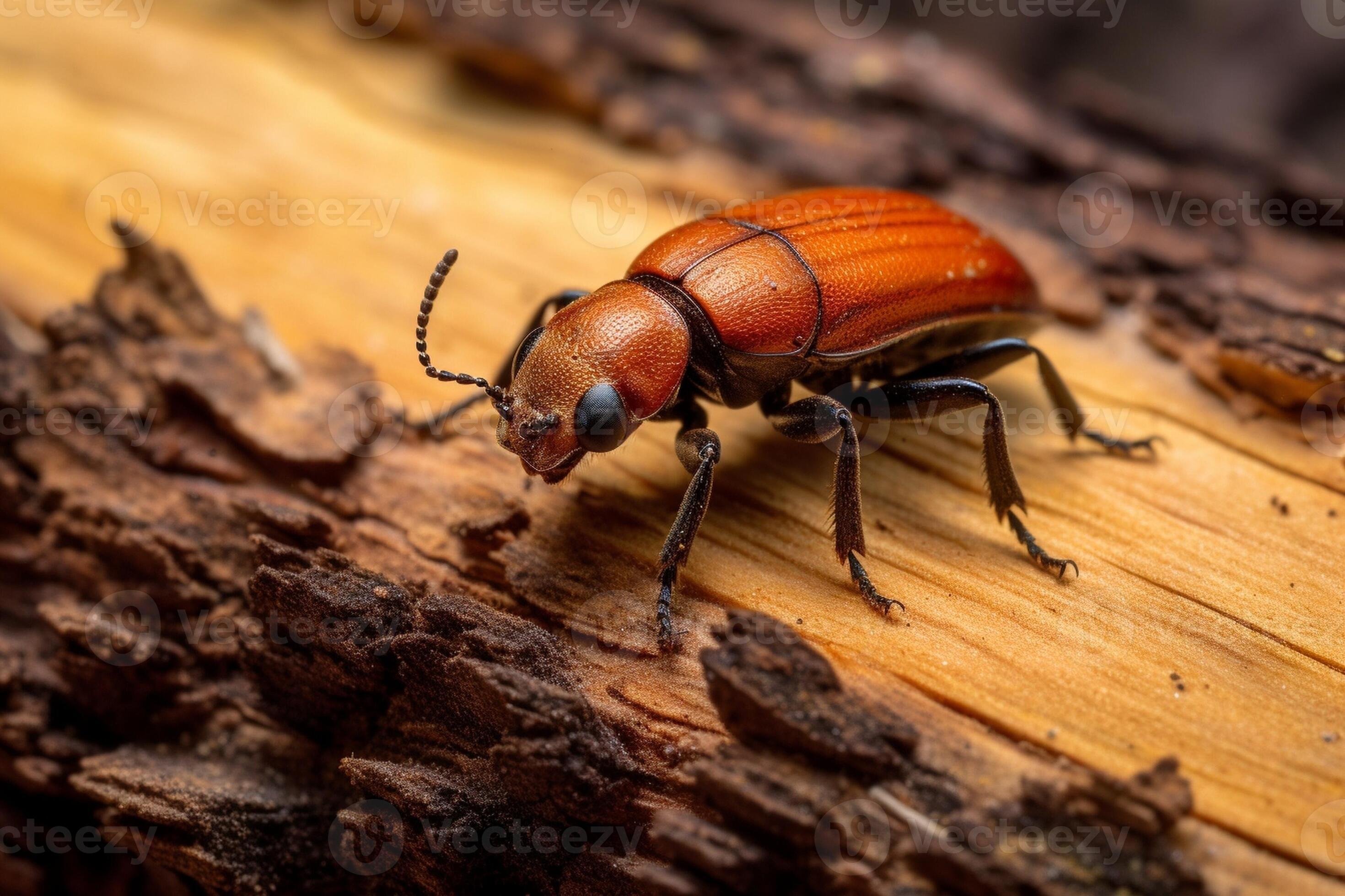 AI Generative Red ant attacking beetle on a tree 28277435 Stock Photo ...