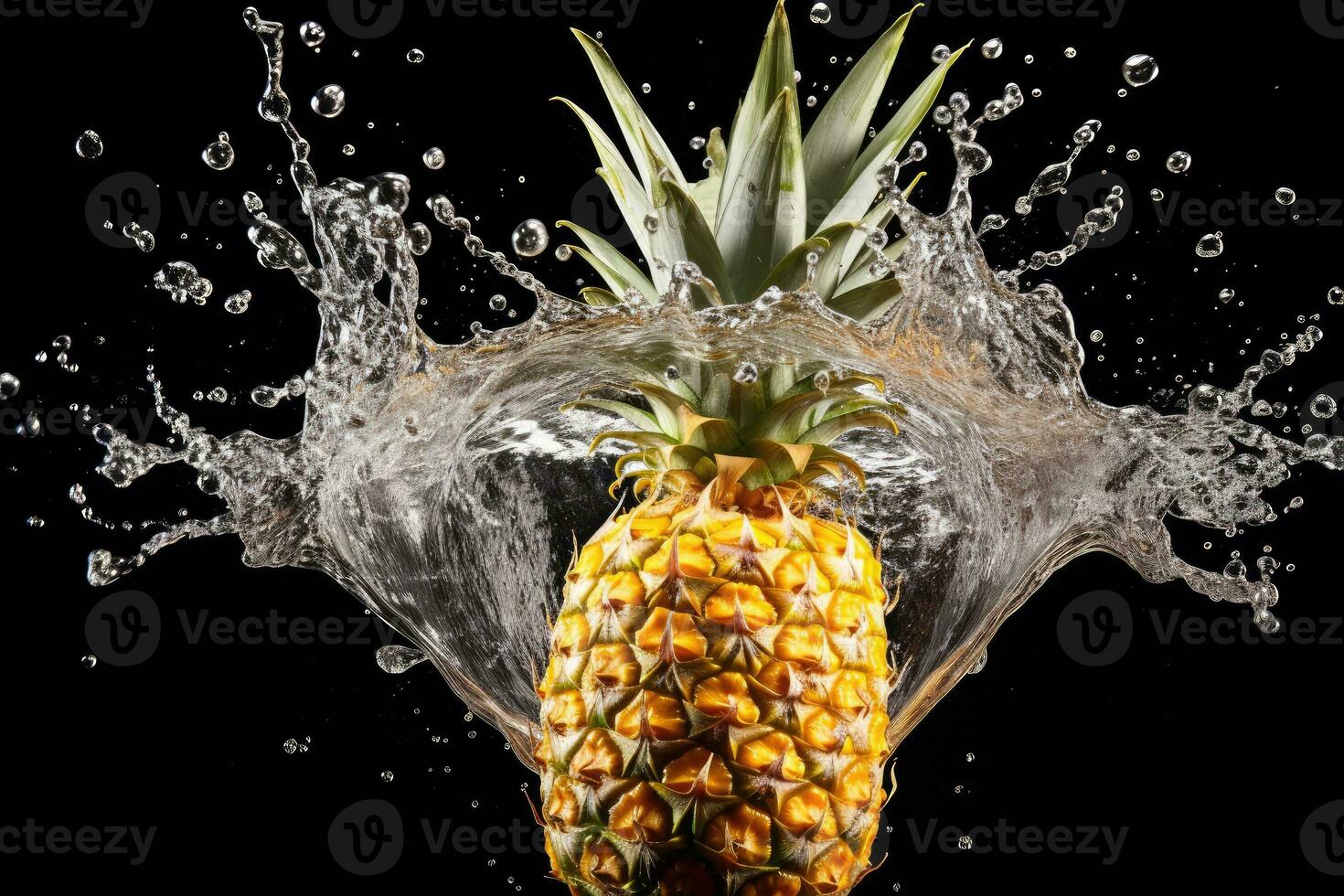 Pineapple in water splash photo