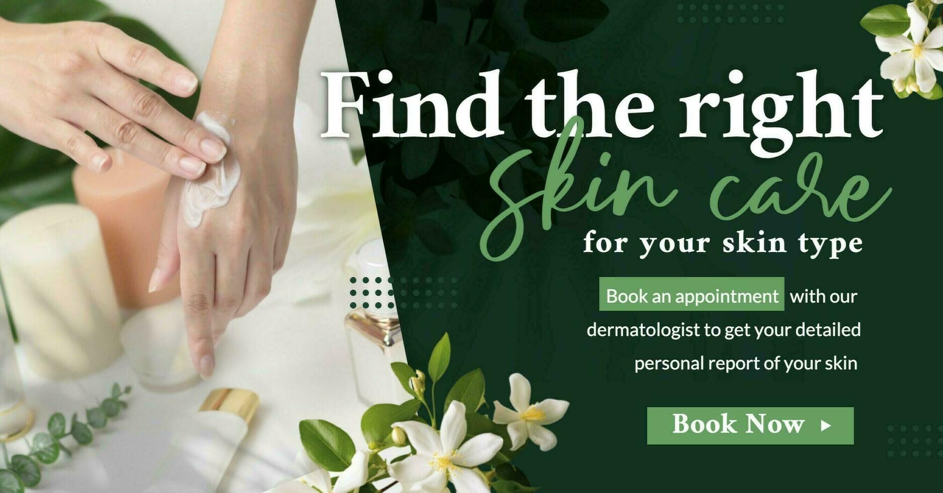  Green Natural with Jasmine Flower for Skin Care Facebook Ads template