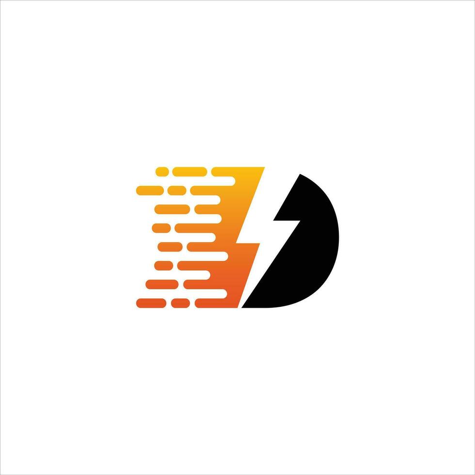 D letter logo with lightning , electric , power vector