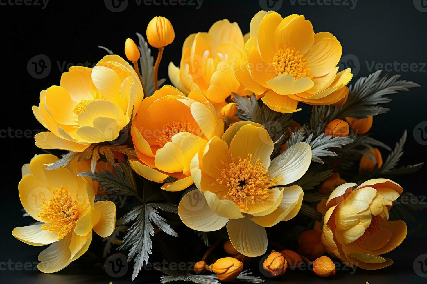 Close-up of yellow crocus flowers photo