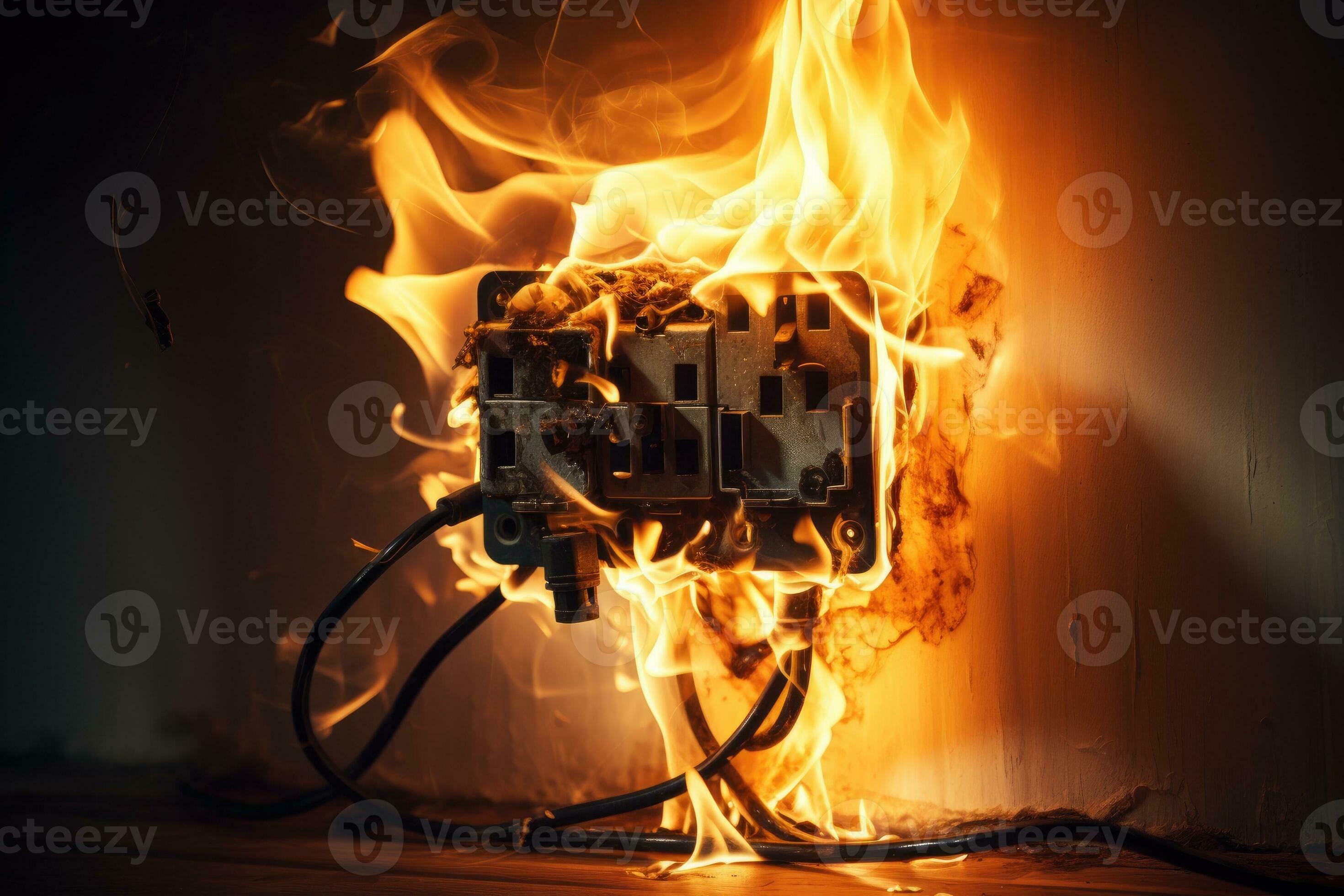 Electrical short circuit. Failure caused by burning wire and socket