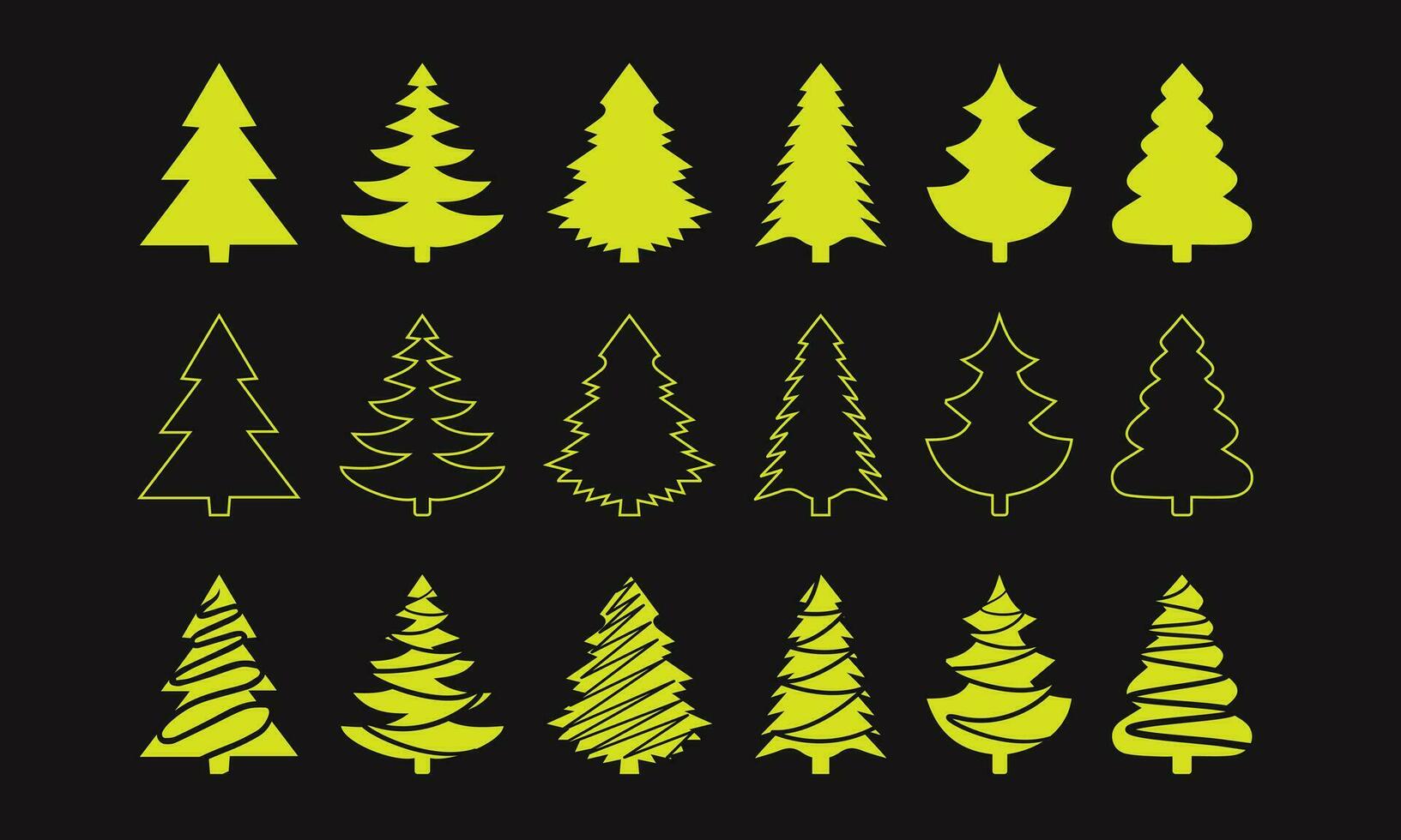 Navidad árbol silueta diseño vector. colección de Navidad árbol silueta diseño vector