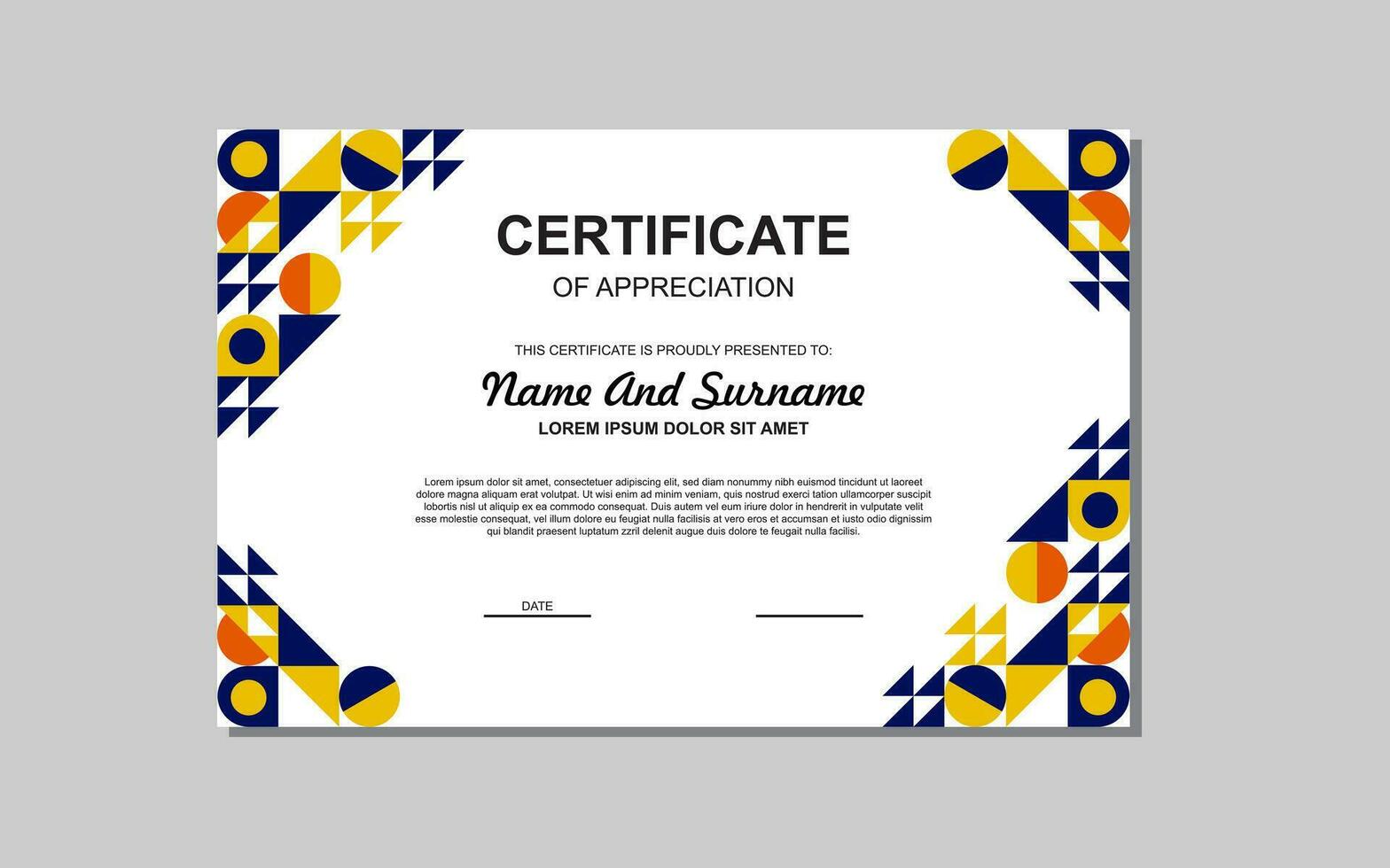 modern style certificate template in blue and orange colors. certificate with luxury style. vector