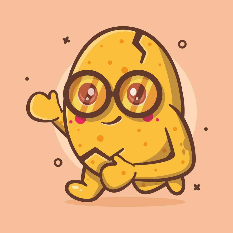 kawaii huevo personaje mascota corriendo aislado dibujos animados en plano estilo diseño vector