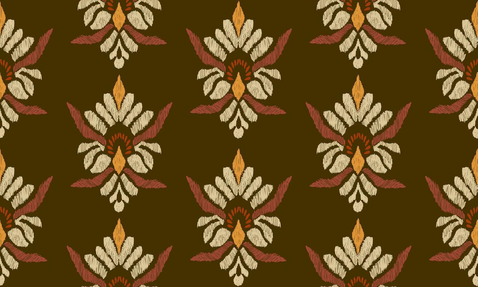 Ikat Seamless Pattern tribal art Embroidery, Ikat stripe Digital textile Asian Design for Prints Fabric saree Mughal Swaths texture Kurti Kurtis Kurtas, Motif Batik vector