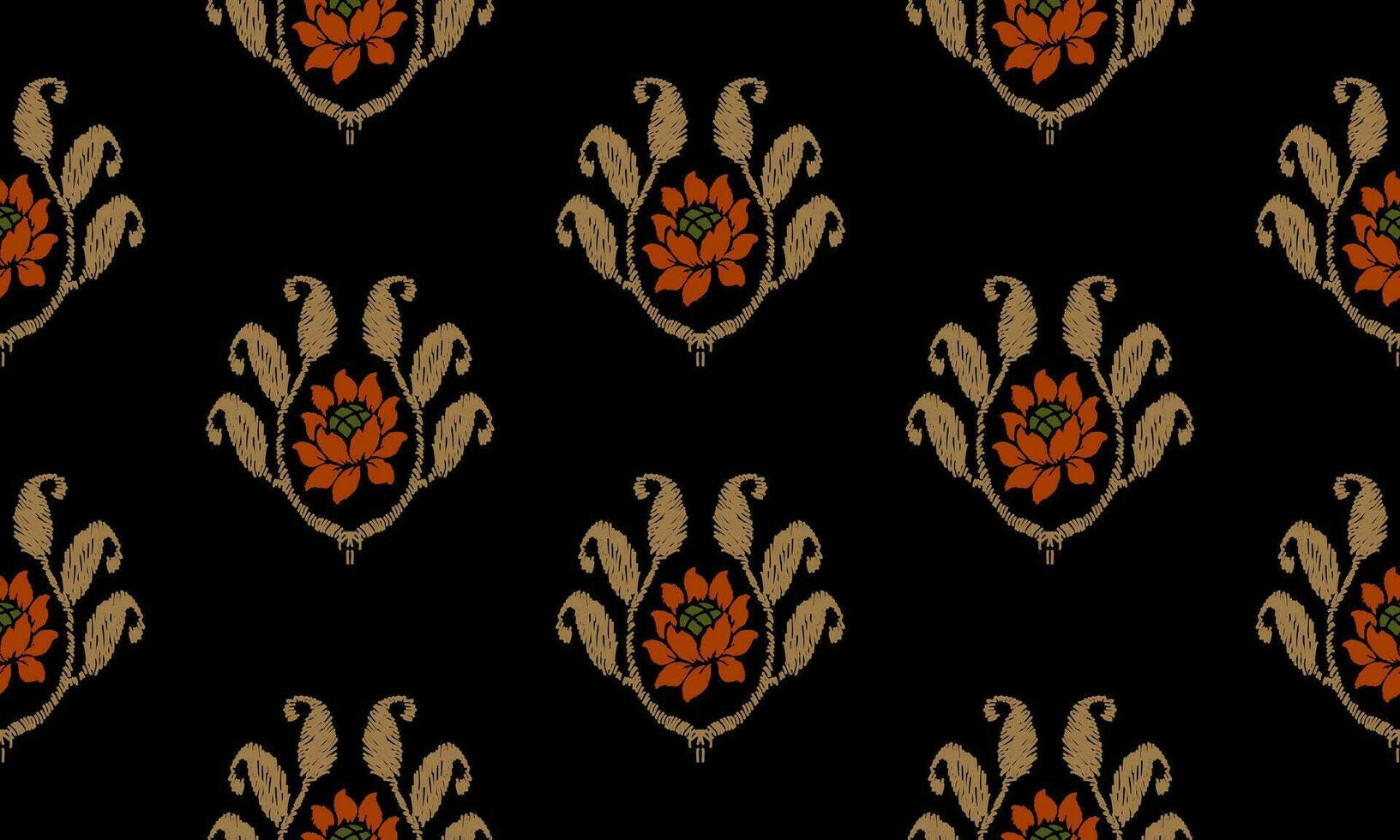 Ikat Seamless Pattern tribal art Embroidery, Ikat stripe Digital textile Asian Design for Prints Fabric saree Mughal Swaths texture Kurti Kurtis Kurtas, Motif Batik vector