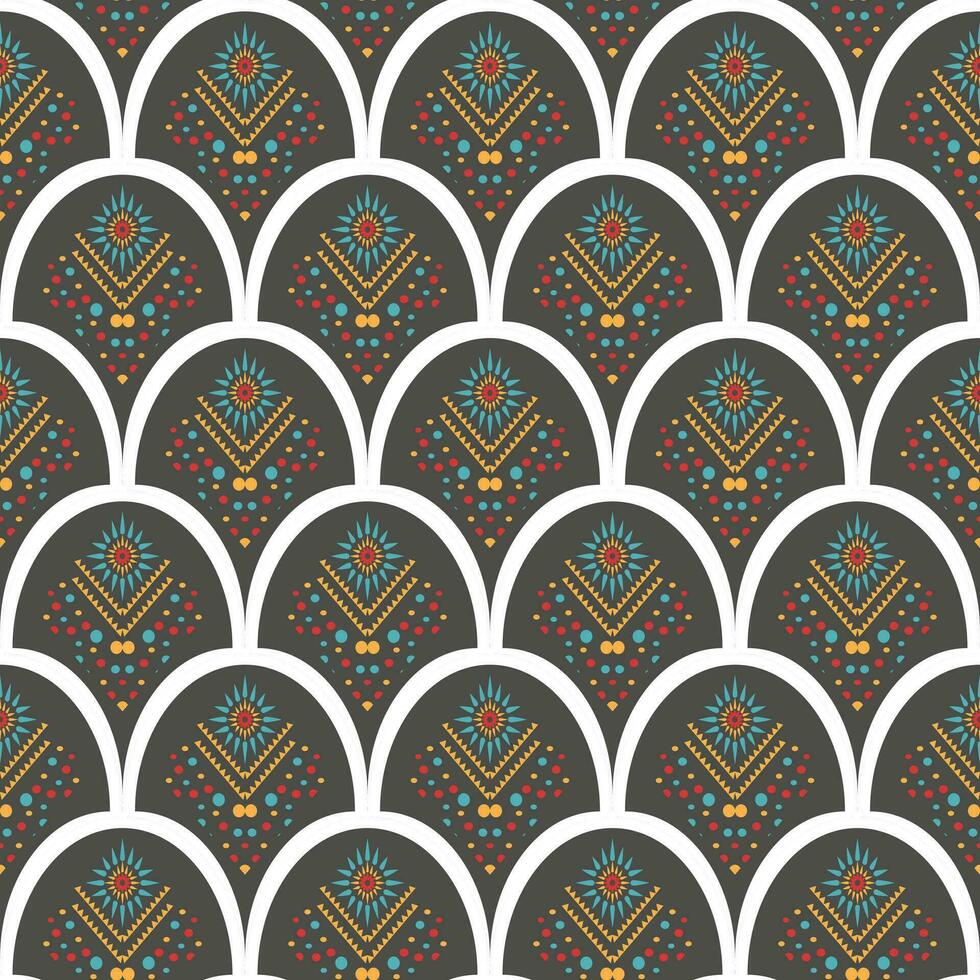 Seamless geometric pattern for background, rug, wallpaper, clothing, wrap, batik, fabric, vector illustration.