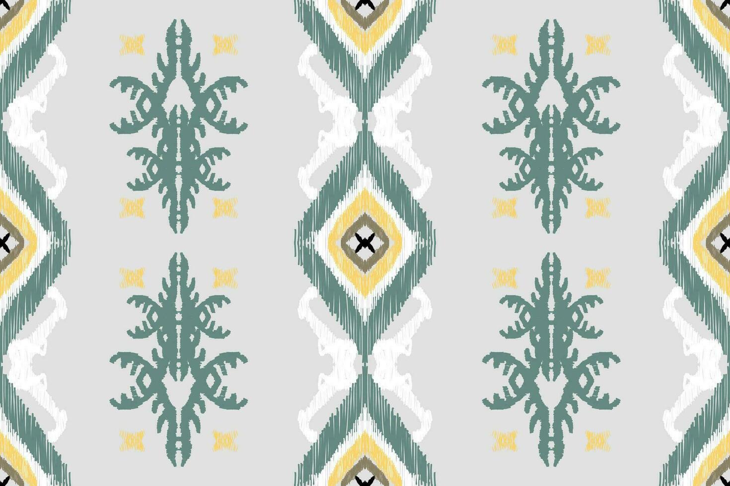 Seamless Ikat pattern repeating handmade textile design. Vintage style. Aztec ethnic pattern, embroidery, abstract, vector, design illustration for texture, fabric, print. vector